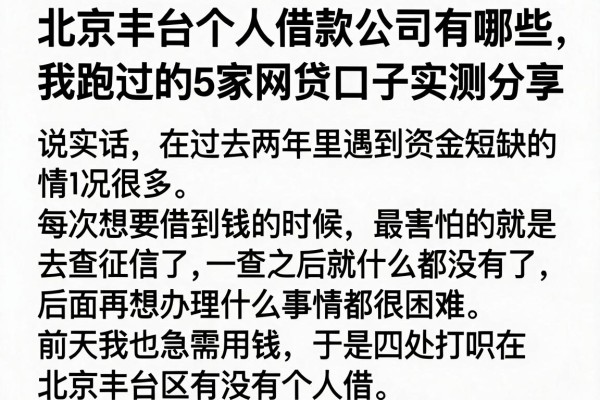 北京丰台个人借款公司有哪些，我跑过的5家网贷口子实测分享