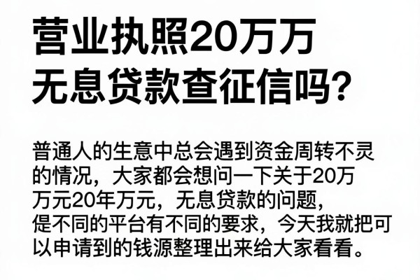 营业执照20万无息贷款查征信吗？实测这几个下款渠道