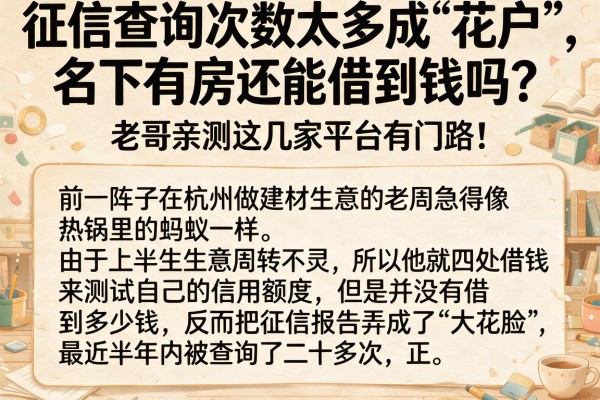 征信查询次数太多成“花户”，名下有房还能借到钱吗？老哥亲测这几家平台有门路！