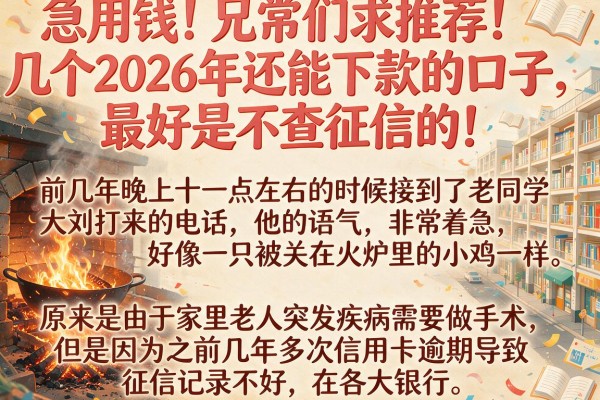 急用钱！兄弟们求推荐几个2026年还能下款的口子，最好是不查征信的！