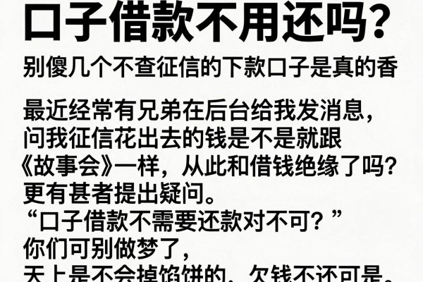 口子借款不用还吗？别傻了，但这几个不查征信的下款口子是真的香