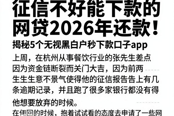征信不好能下款的网贷2026年还款，揭秘5个无视黑白户秒下款口子app