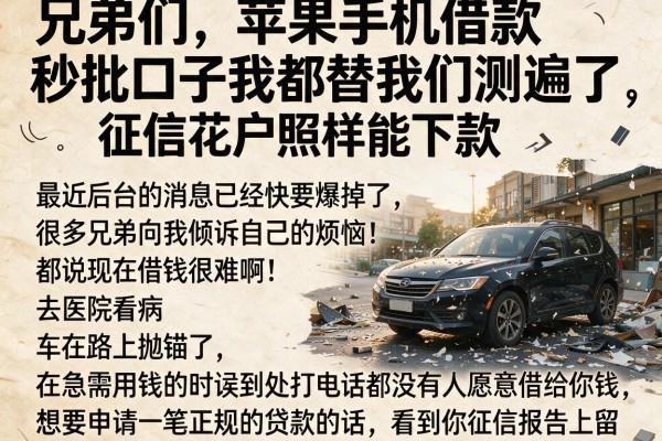 兄弟们，苹果手机借款秒批口子我都替你们测遍了，征信花户照样能下款