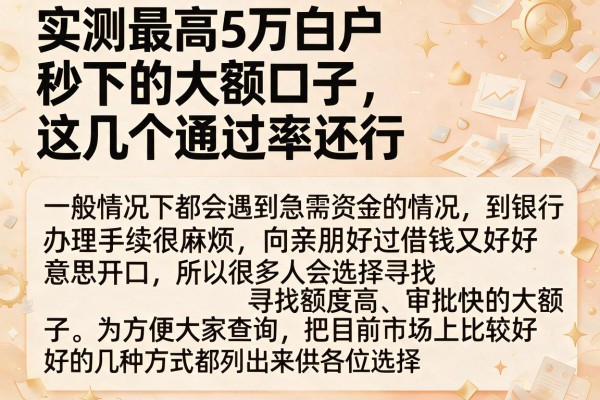 实测最高5万白户秒下的大额口子,这几个通过率还行