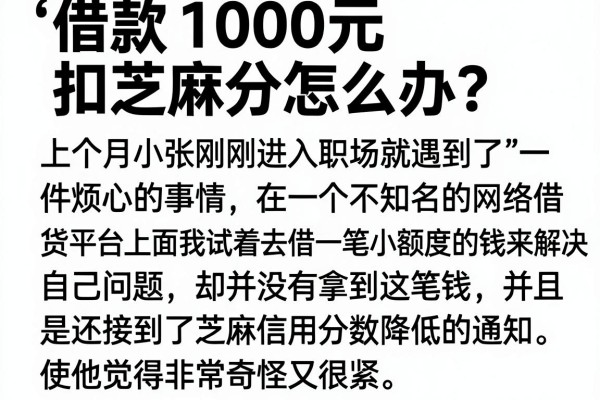 借款1000元扣芝麻分怎么办？原因分析与靠谱平台推荐全解析
