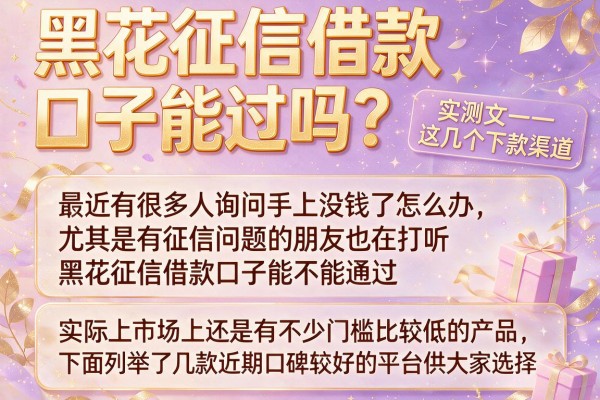 黑花征信借款口子能过吗？实测这几个下款渠道