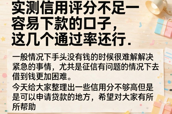 实测信用评分不足容易下款的口子，这几个通过率还行