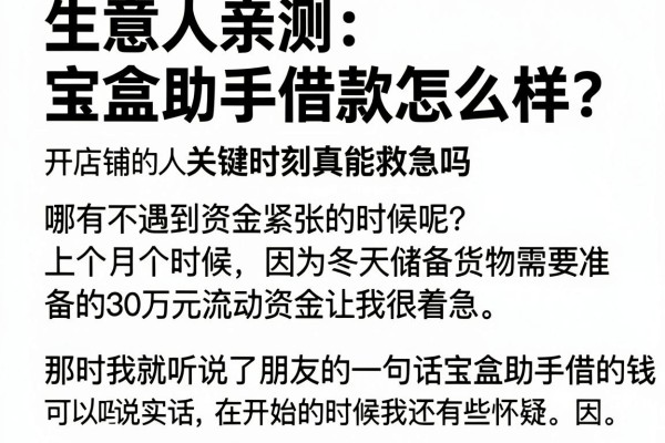 生意人亲测：宝盒助手借款怎么样？关键时刻真能救急吗