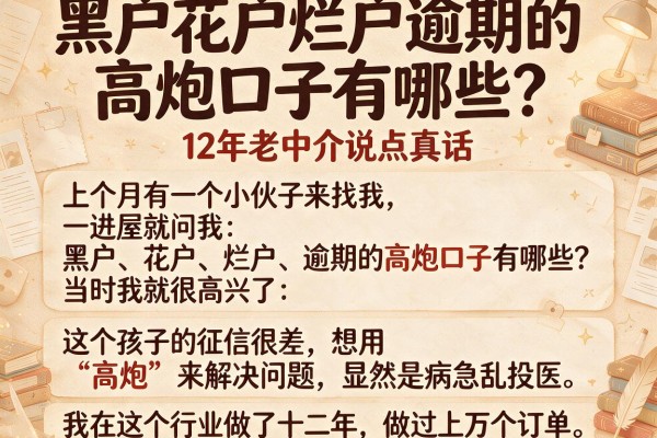黑户花户烂户逾期的高炮口子有哪些？12年老中介说点真话