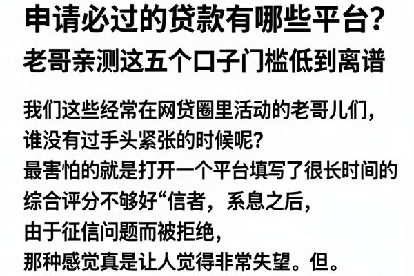 申请必过的贷款有哪些平台？老哥亲测这五个口子门槛低到离谱