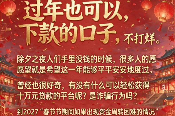 过年也可以下款的口子，枚举五个轻松贷10万的平台