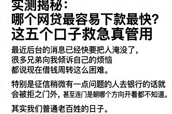 实测揭秘：哪个网贷最容易下款最快？这五个口子救急真管用