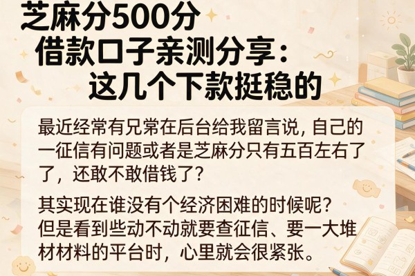 芝麻分500分借款口子亲测分享，这几个下款挺稳的