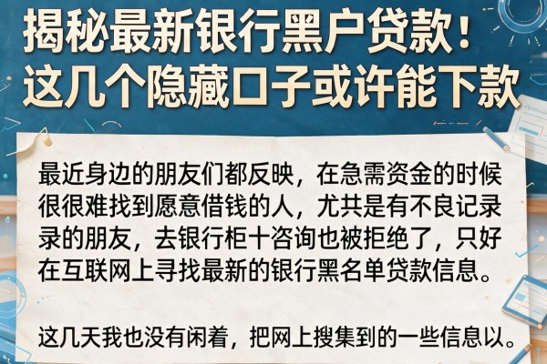 揭秘最新银行黑户贷款:这几个隐藏口子或许能下款
