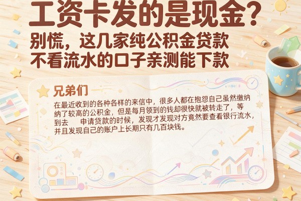 工资卡发的是现金？别慌，这几家纯公积金贷款不看流水的口子亲测能下款