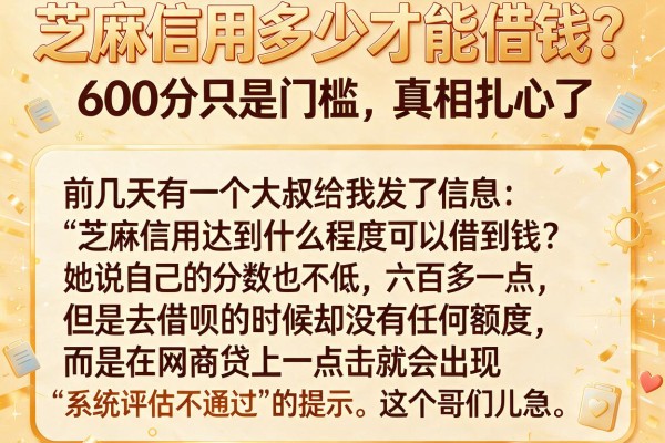 芝麻信用多少才能借钱？600分只是门槛，真相扎心了