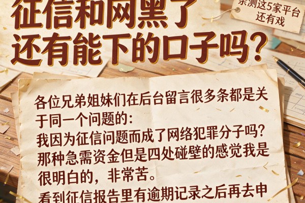 征信和网黑了还有能下的口子吗？亲测这5家平台还有戏