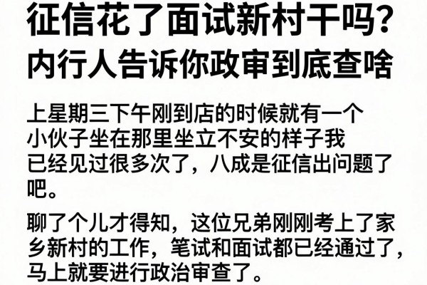征信花了面试新村干吗？内行人告诉你政审到底查啥