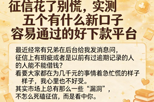 征信花了别慌，实测五个有什么新口子容易通过的好下款平台