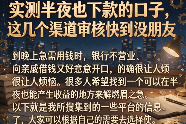 实测半夜也下款的口子，这几个渠道审核快到没朋友