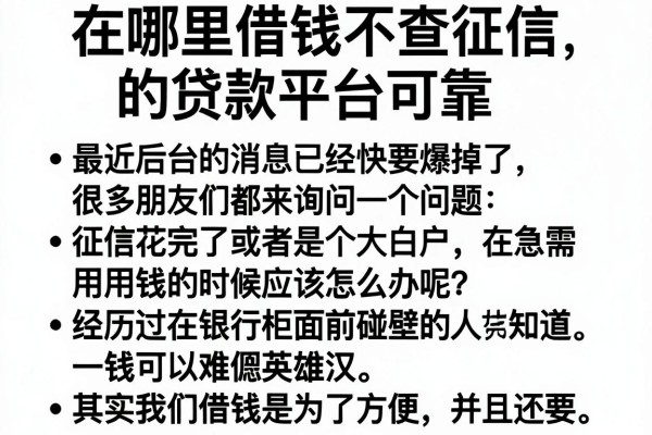 在哪里借钱不查征信的贷款平台可靠,条列5个无视征信好下款的借款app