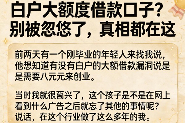 白户大额度借款口子？别被忽悠了，真相都在这