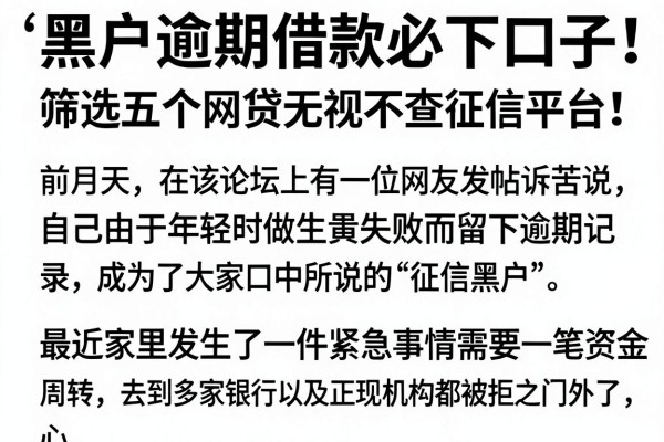 黑户逾期借款必下口子，筛选五个网贷无视不查征信平台