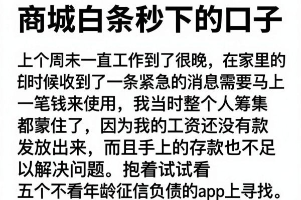 商城白条秒下的口子，详尽说明五个不看年龄征信负债的app