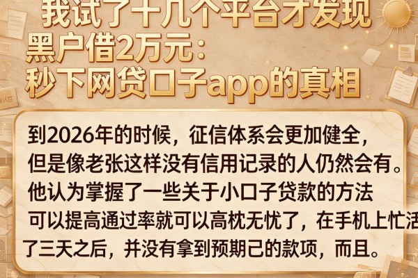 我试了十几个平台才发现黑户借2万元秒下网贷口子app的真相