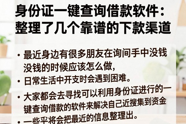 身份证一键查询借款软件：整理了几个靠谱的下款渠道