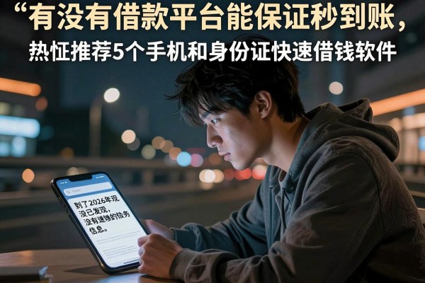 有没有借款平台能保证秒到账，热忱推荐5个手机和身份证快速借钱软件