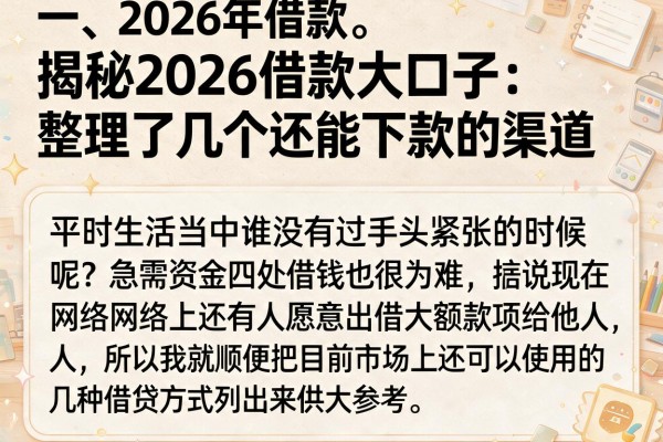 揭秘2026借款大口子：整理了几个还能下款的渠道