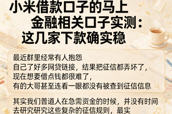 小米借款口子的马上金融相关口子实测：这几家下款确实稳
