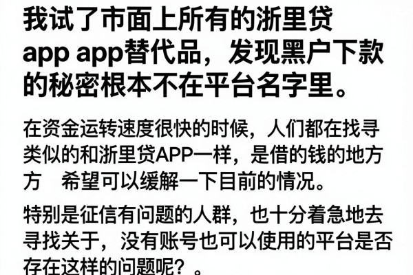 我试了市面上所有的浙里贷app替代品，发现黑户下款的秘密根本不在平台名字里