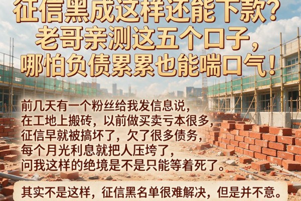征信黑成这样还能下款？老哥亲测这五个口子，哪怕负债累累也能喘口气！