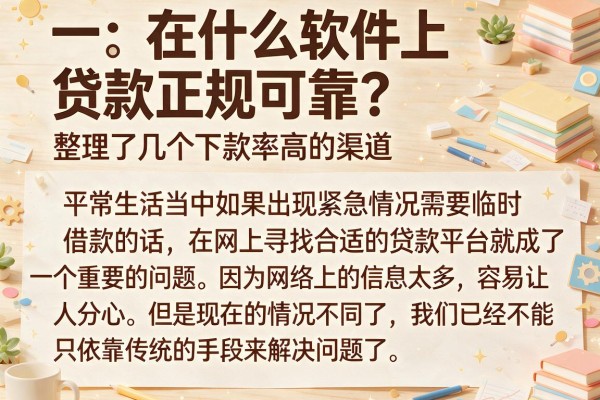 在什么软件上贷款正规可靠？整理了几个下款率高的渠道