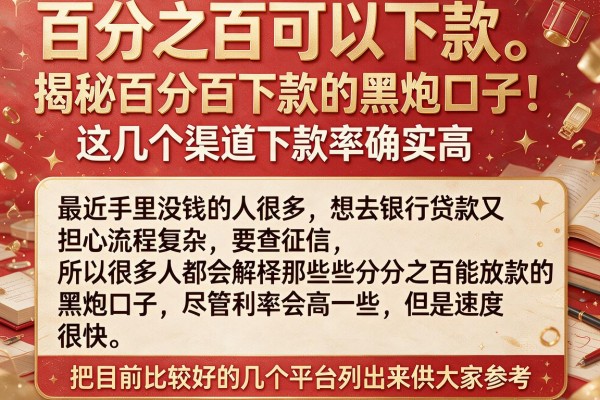 揭秘百分百下款的黑炮口子，这几个渠道下款率确实高