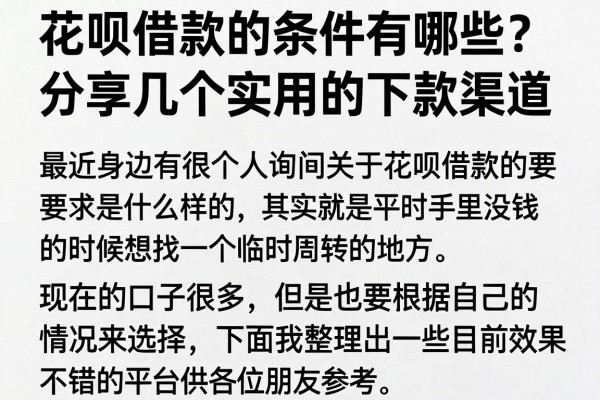花呗借款的条件有哪些？分享几个实用的下款渠道