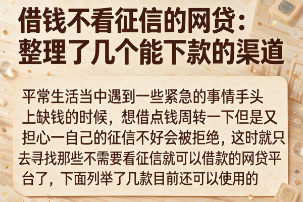 借钱不看征信的网贷：整理了几个能下款的渠道