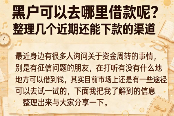 黑户可以去哪里借款呢？整理几个近期还能下款的渠道