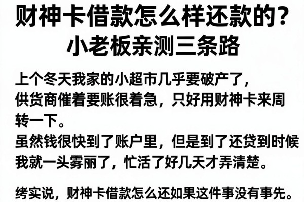 财神卡借款怎么样还款的？小老板亲测三条路