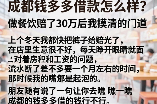 成都钱多多借款怎么样？做餐饮赔了30万后我摸清的门道