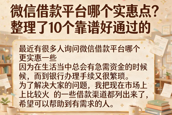 微信借款平台哪个实惠点？整理了10个靠谱好通过的