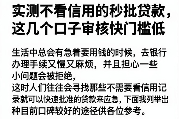 实测不看信用的秒批贷款，这几个口子审核快门槛低