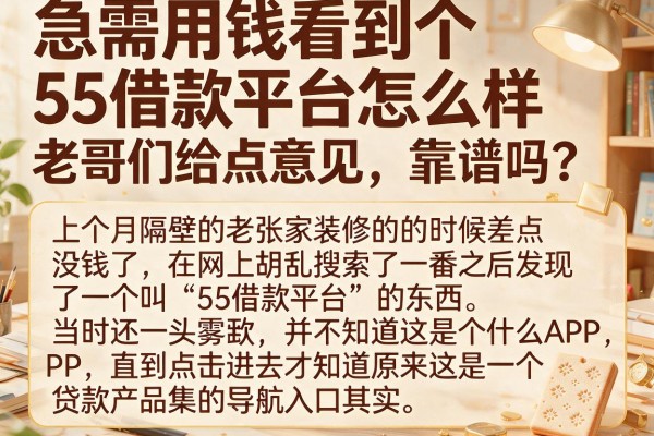 急需用钱看到个55借款平台怎么样，老哥们给点意见，靠谱吗？