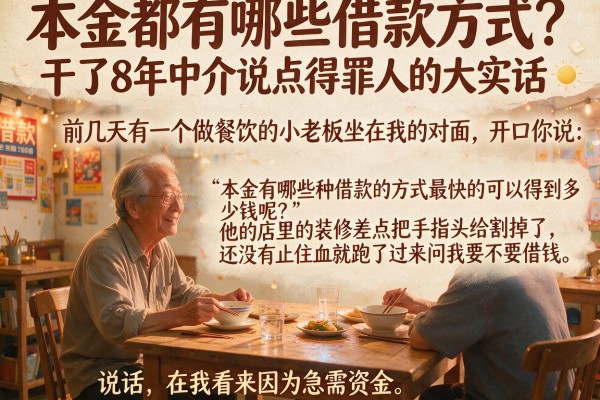 本金都有哪些借款方式？干了8年中介说点得罪人的大实话