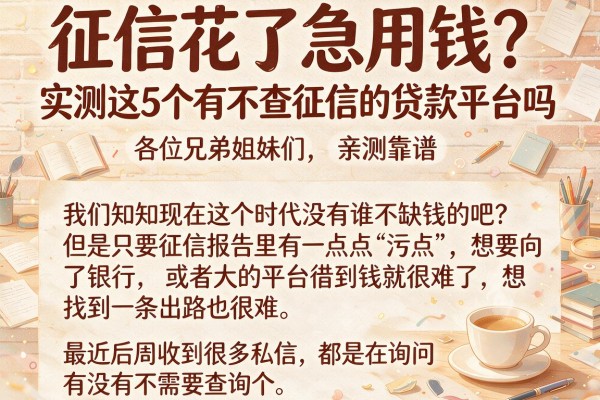 征信花了急用钱？实测这5个有不查征信的贷款平台吗，亲测靠谱