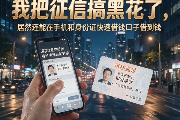 我把征信搞黑花了，居然还能在手机和身份证快速借钱口子借到钱