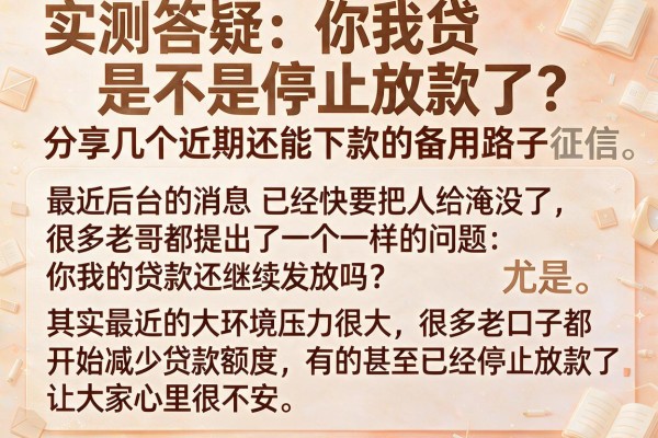 实测答疑：你我贷是不是停止放款了？分享几个近期还能下款的备用路子