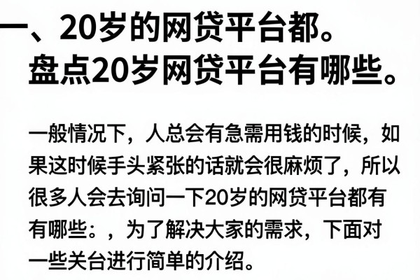盘点20岁网贷平台有哪些，这几个下款速度比较快